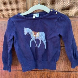 Janie and Jack Navy Horse Sweater